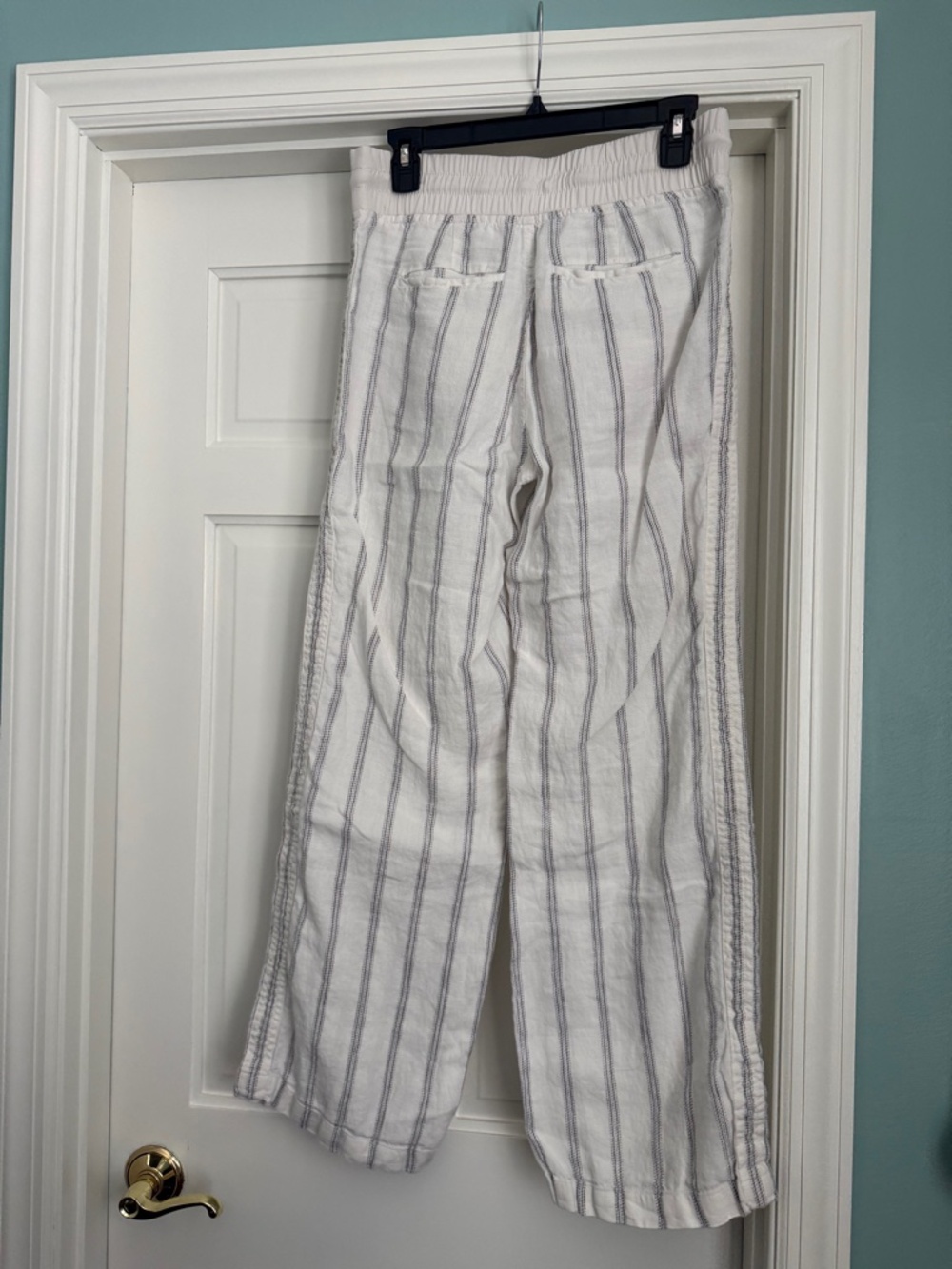 Athleta Striped Linen Cabo Wide Leg Pants sz4 - Picture 2 of 7